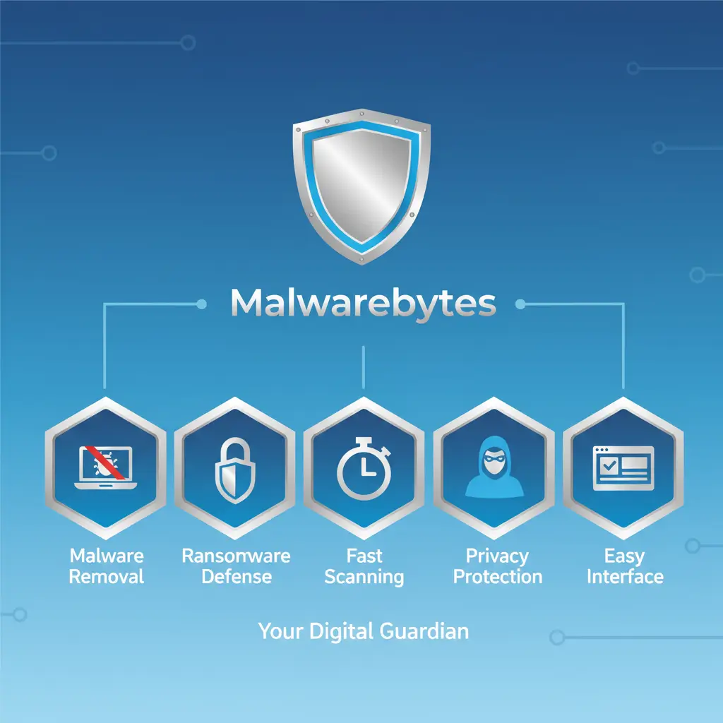 Infographic detailing Malwarebytes Premium features for advanced malware detection and threat removal